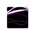 Purple, white and black lines Square Magnet