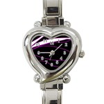 Purple, white and black lines Heart Italian Charm Watch