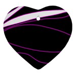 Purple, white and black lines Heart Ornament (2 Sides)