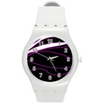 Purple, white and black lines Round Plastic Sport Watch (M)