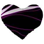 Purple, white and black lines Large 19  Premium Heart Shape Cushions
