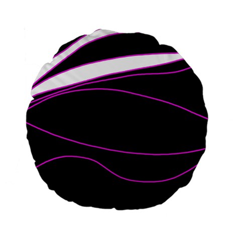 Purple, white and black lines Standard 15  Premium Flano Round Cushions from ZippyPress Front