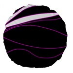 Purple, white and black lines Large 18  Premium Flano Round Cushions