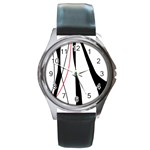 Red, white and black elegant design Round Metal Watch