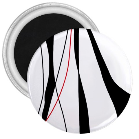 Red, white and black elegant design 3  Magnets from ZippyPress Front