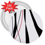 Red, white and black elegant design 3  Buttons (100 pack) 