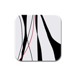 Red, white and black elegant design Rubber Square Coaster (4 pack) 