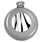 Red, white and black elegant design Round Hip Flask (5 oz)