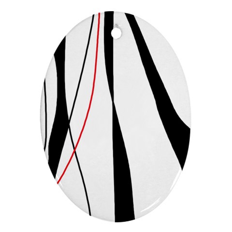 Red, white and black elegant design Oval Ornament (Two Sides) from ZippyPress Front