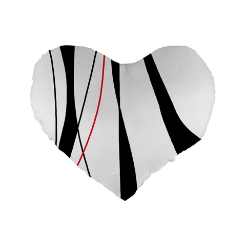 Red, white and black elegant design Standard 16  Premium Heart Shape Cushions from ZippyPress Front
