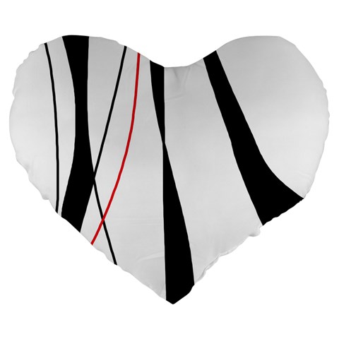 Red, white and black elegant design Large 19  Premium Heart Shape Cushions from ZippyPress Front