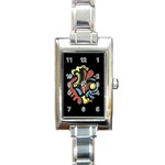 Colorful abstract spot Rectangle Italian Charm Watch