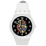 Colorful abstract spot Round Plastic Sport Watch (M)