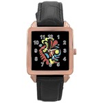 Colorful abstract spot Rose Gold Leather Watch 