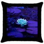 Lotus Flower Magical Colors Purple Blue Turquoise Throw Pillow Case (Black)