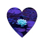Lotus Flower Magical Colors Purple Blue Turquoise Heart Magnet