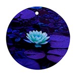 Lotus Flower Magical Colors Purple Blue Turquoise Round Ornament (Two Sides) 