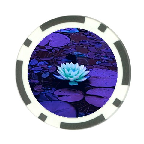 Lotus Flower Magical Colors Purple Blue Turquoise Poker Chip Card Guards from ZippyPress Front