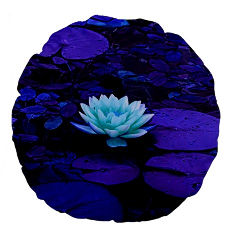 Lotus Flower Magical Colors Purple Blue Turquoise Large 18  Premium Flano Round Cushions from ZippyPress Front