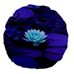 Lotus Flower Magical Colors Purple Blue Turquoise Large 18  Premium Flano Round Cushions