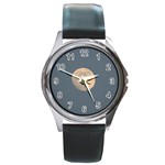 The Moon and blue sky Round Metal Watch