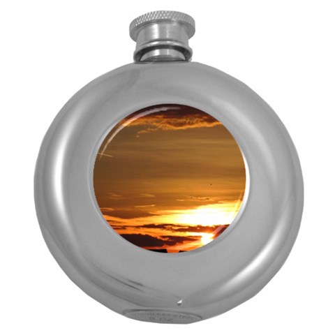 Summer Sunset Round Hip Flask (5 oz) from ZippyPress Front