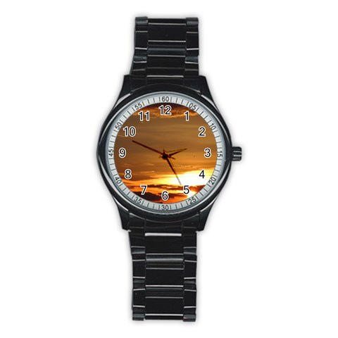 Summer Sunset Stainless Steel Round Watch from ZippyPress Front
