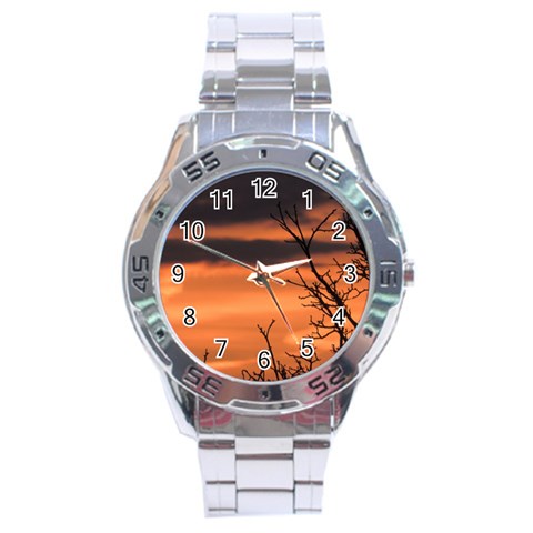 Tree branches and sunset Stainless Steel Analogue Watch from ZippyPress Front