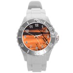 Tree branches and sunset Round Plastic Sport Watch (L)