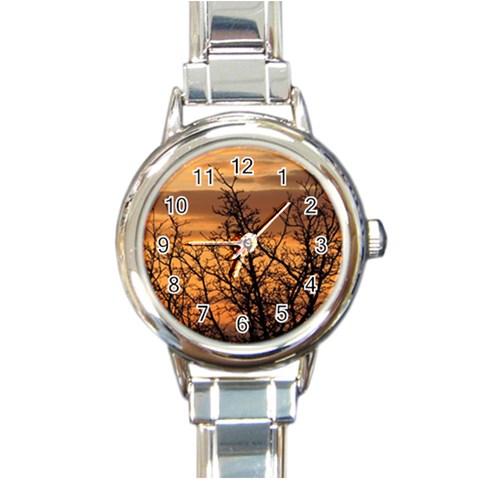 Colorful Sunset Round Italian Charm Watch from ZippyPress Front