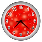 Red Xmas desing Wall Clocks (Silver) 
