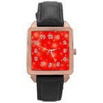 Red Xmas desing Rose Gold Leather Watch 