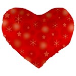 Red Xmas desing Large 19  Premium Flano Heart Shape Cushions