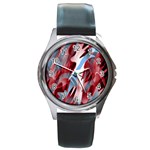 Blue and red smoke Round Metal Watch