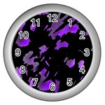 Painter was here - purple Wall Clocks (Silver) 