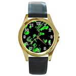 Painter was here - green Round Gold Metal Watch