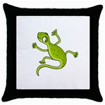 Green lizard Throw Pillow Case (Black)