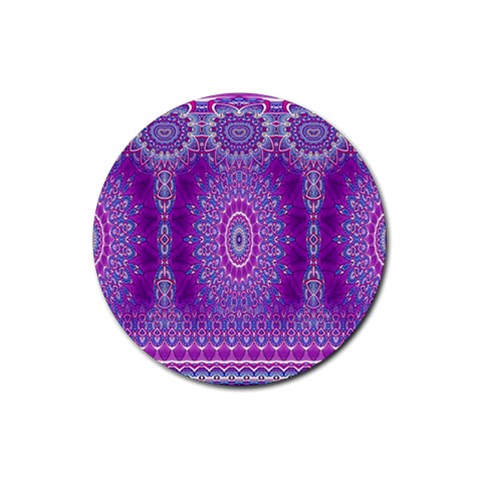India Ornaments Mandala Pillar Blue Violet Rubber Coaster (Round)  from ZippyPress Front