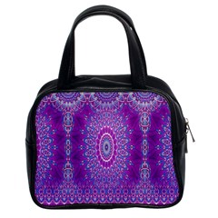 India Ornaments Mandala Pillar Blue Violet Classic Handbags (2 Sides) from ZippyPress Front