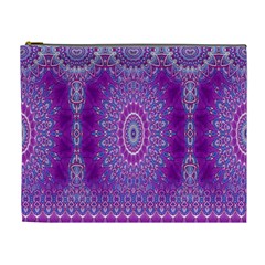 India Ornaments Mandala Pillar Blue Violet Cosmetic Bag (XL) from ZippyPress Front