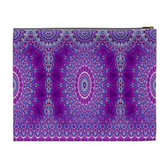 India Ornaments Mandala Pillar Blue Violet Cosmetic Bag (XL) from ZippyPress Back
