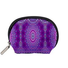 India Ornaments Mandala Pillar Blue Violet Accessory Pouches (Small)  from ZippyPress Front