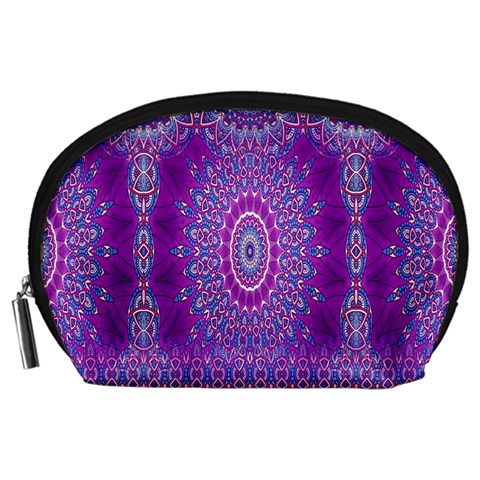 India Ornaments Mandala Pillar Blue Violet Accessory Pouches (Large)  from ZippyPress Front