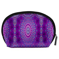 India Ornaments Mandala Pillar Blue Violet Accessory Pouches (Large)  from ZippyPress Back