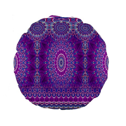 India Ornaments Mandala Pillar Blue Violet Standard 15  Premium Flano Round Cushions from ZippyPress Front