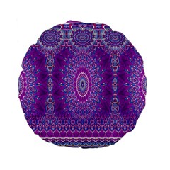 India Ornaments Mandala Pillar Blue Violet Standard 15  Premium Flano Round Cushions from ZippyPress Back