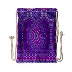 India Ornaments Mandala Pillar Blue Violet Drawstring Bag (Small)