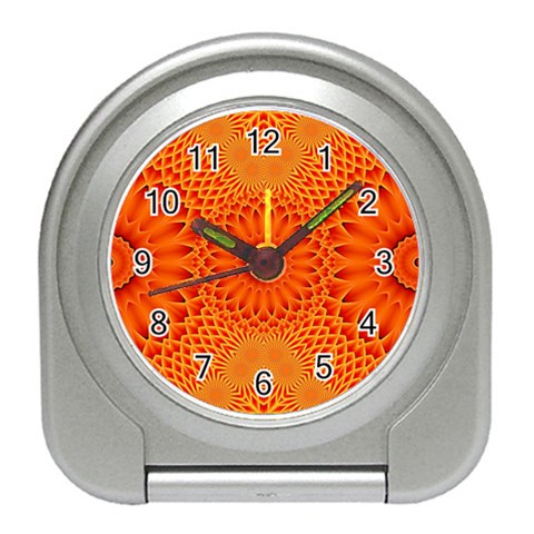 Lotus Fractal Flower Orange Yellow Travel Alarm Clocks from ZippyPress Front