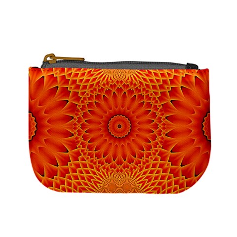 Lotus Fractal Flower Orange Yellow Mini Coin Purses from ZippyPress Front