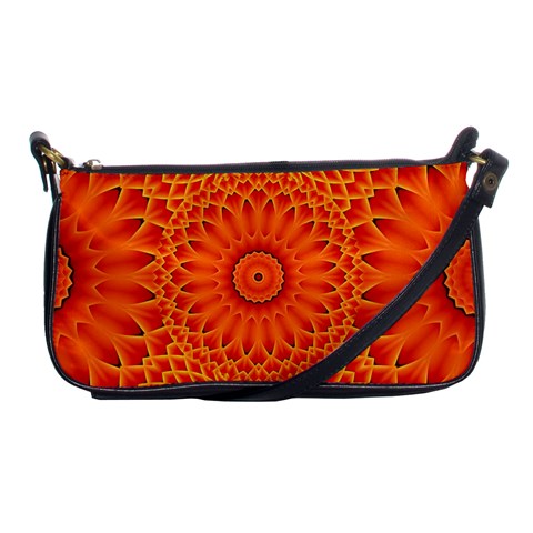 Lotus Fractal Flower Orange Yellow Shoulder Clutch Bags from ZippyPress Front